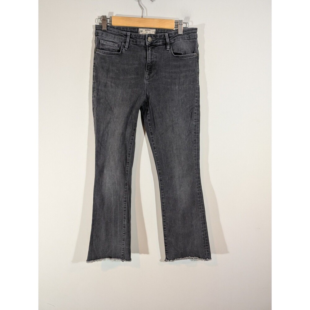 Free People Jeans Women‎ Sz 27 Grey Cropped Straight Leg Mid Rise Denim Pants